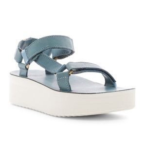 Blue leather platform Tevas